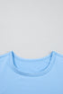 Beau Blue Floral Mesh Puff Sleeve Crew Neck Top